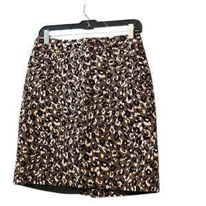 Merona Women's Leopard Print Pencil Skirt Brown Size 2 Knee Length